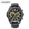 Cagarny Men's Wrist Watches Black Leather Strap